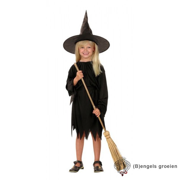 Halloween - Kinderkostuum - Heks - Zwart - 4 - 6 jr