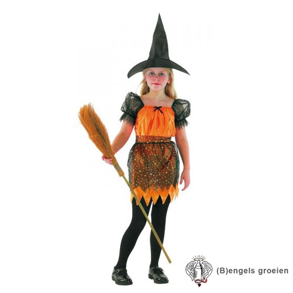 Halloween - Kinderkostuum - Heks - Oranje - 4 - 6 jr