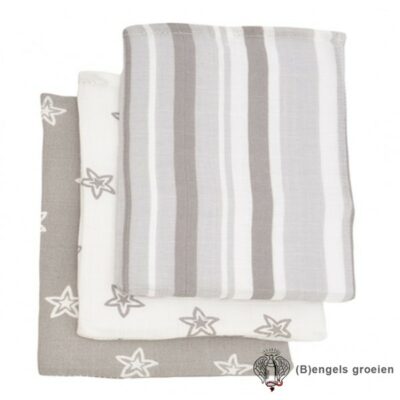 Hydrofiel washandjes - Starfish - Grijs (3 st.)