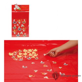 Sint en Piet - Tafelkleed met 24 Stickers - 130 x 180 cm
