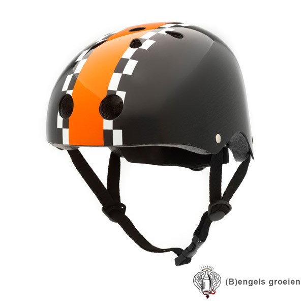 Veiligheids helm - Zwart met Race Streep - S